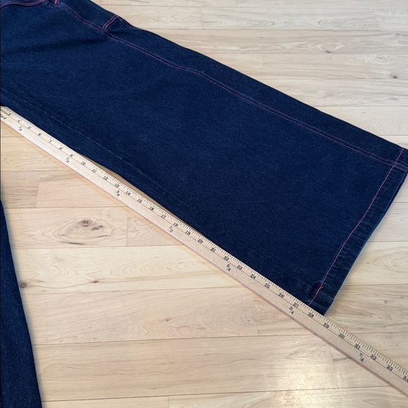 Women’s kik girl-kikwear Wide Leg Rave Jeans-Skater-Bright Pink Detail-90s-9 - Picture 5 of 10